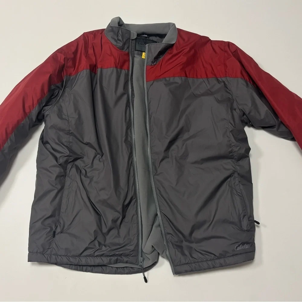 Cabela’s Insulated Windbreaker Jacket Men’s XL – Gray & Red | Lightweight Coat